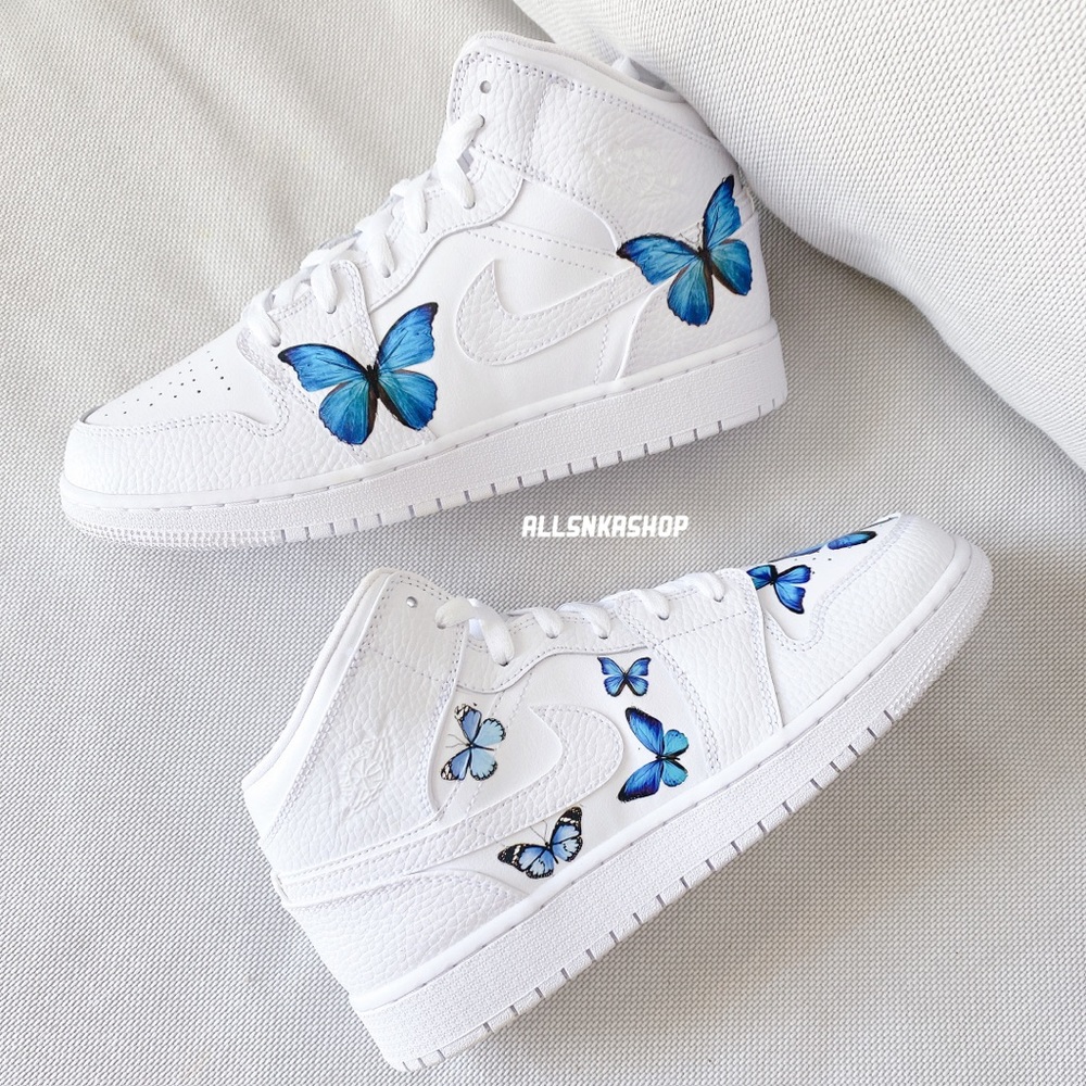 Nike AJ Air Jordan 1 mid custom buttefly